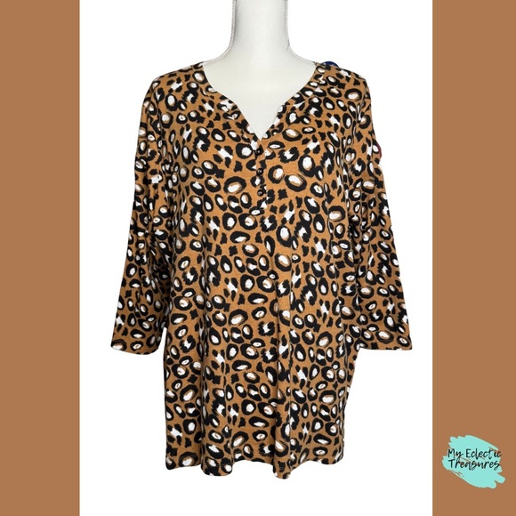 Kim Rogers Animal Print Top – Size 2X - Picture 1 of 9
